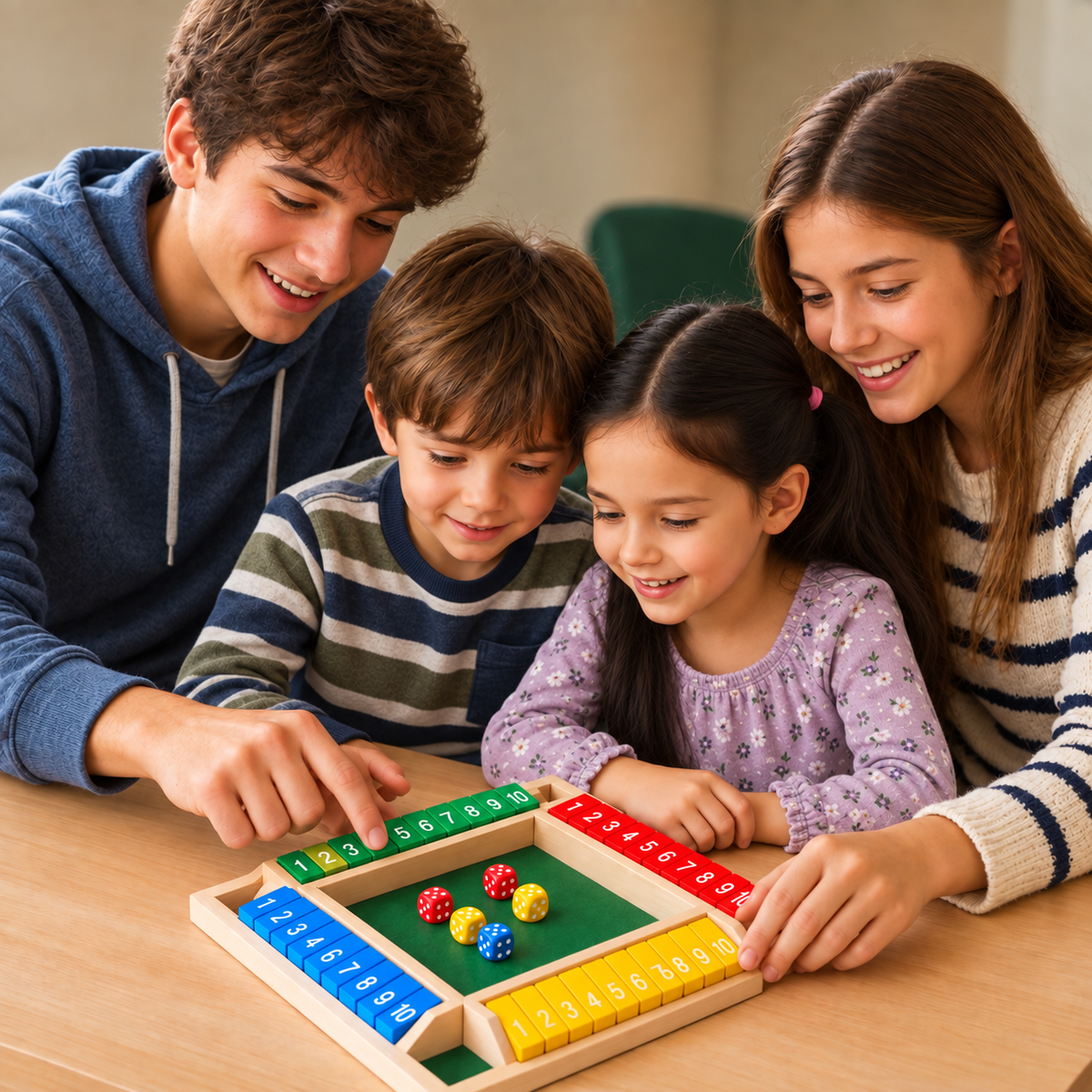 ShutTheBox Familien Klappenspiel 4 Spieler Set