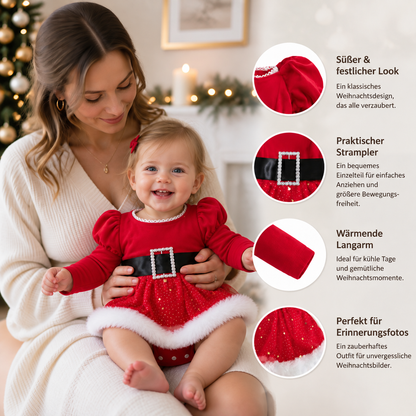 „Mein erstes Weihnachten“-Langarm-Stramplerkleid für Baby-Mädchen