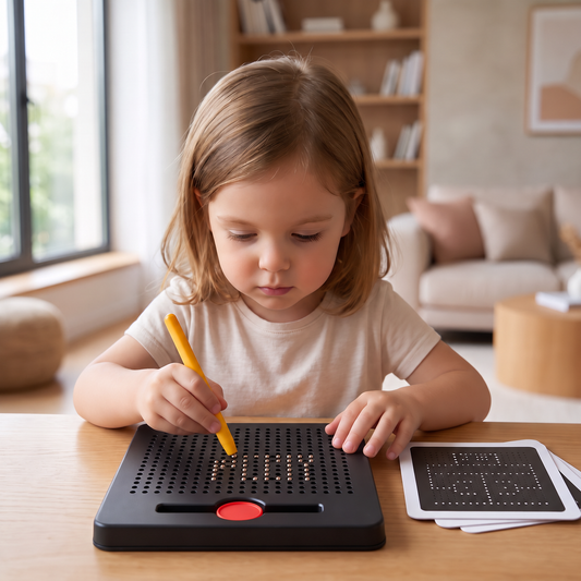 2-in-1 Magnetische Schreib- & Zeichentafel mit aufsteckbaren Formen für Kinder