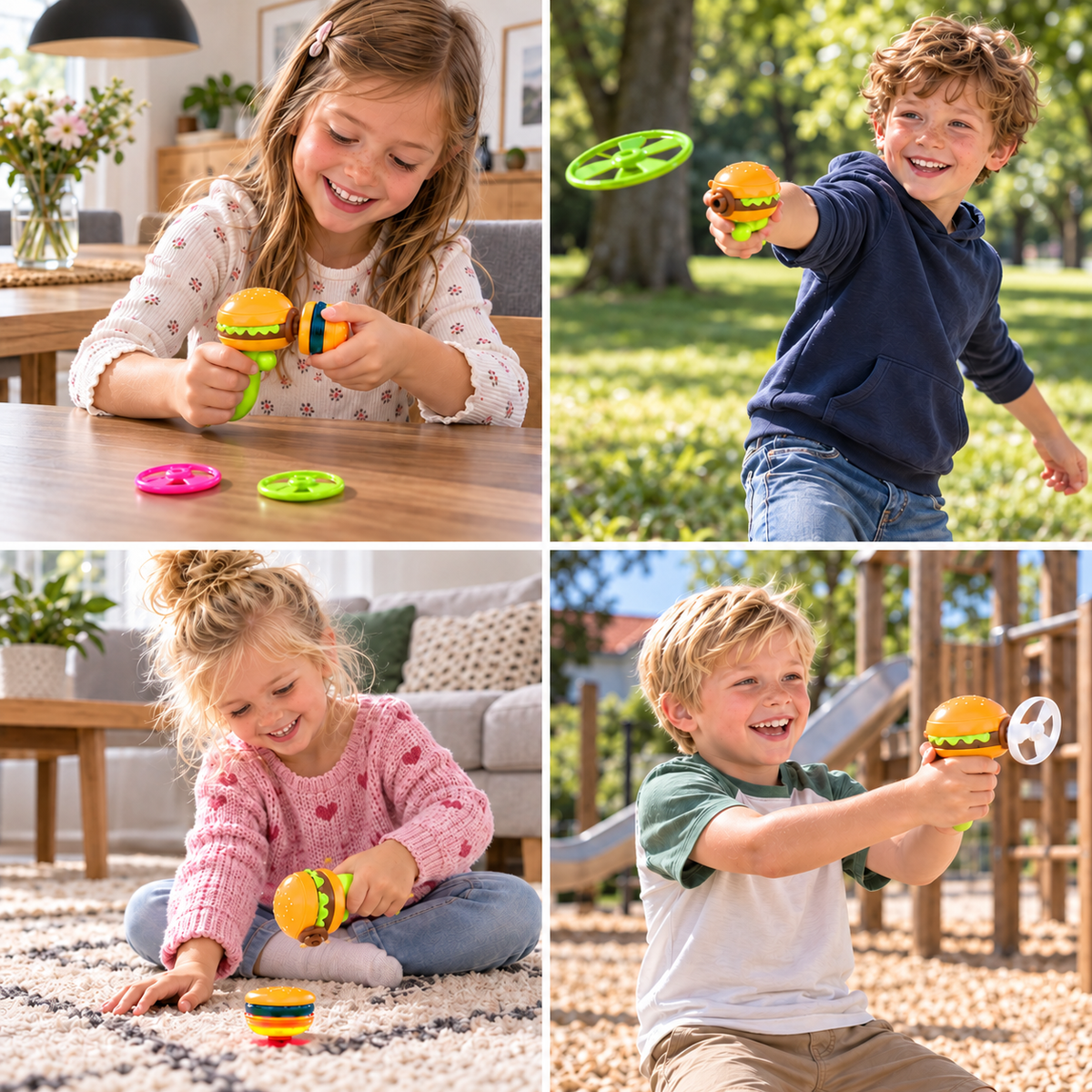 2-in-1 Kreisel & fliegender Spinner mit Starter für Kinder
