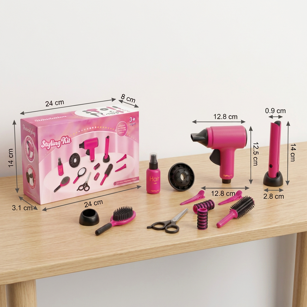 14-teiliges Kinder-Friseursalon-Rollenspielset