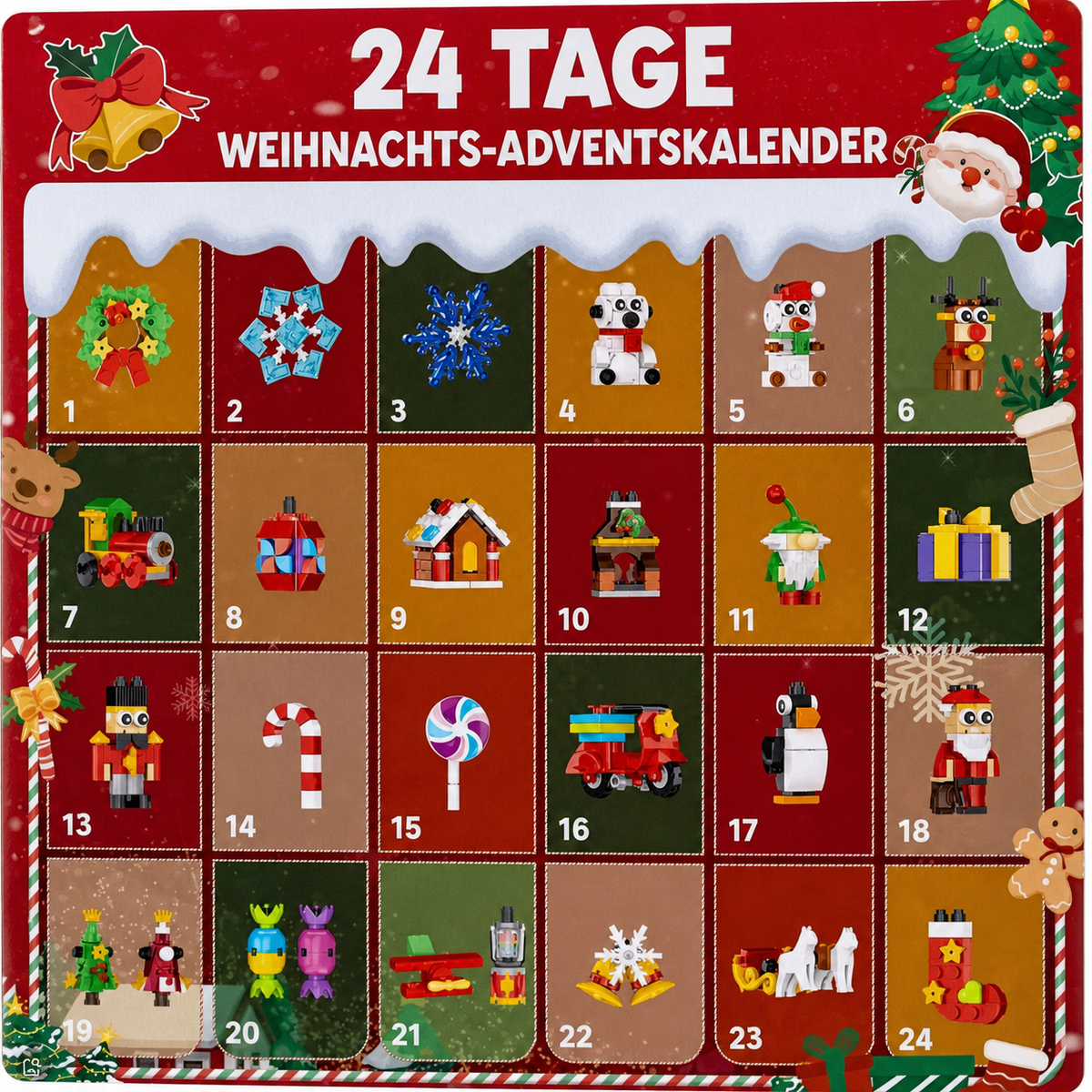 Weihnachtsschmuck-Baustein-Adventskalender