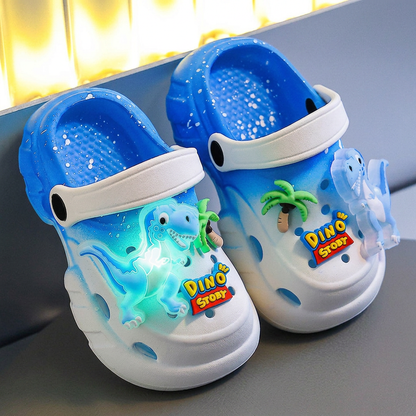 LED-Dinosaurier-Clogs für Kinder – Leuchtende, rutschfeste Sommer- und Strandschuhe für Garten und Strand