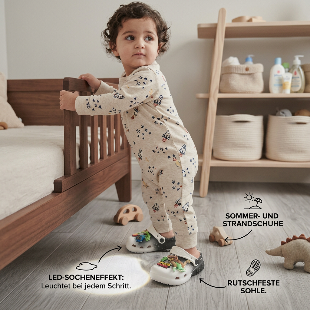 LED-Dinosaurier-Clogs für Kinder – Leuchtende, rutschfeste Sommer- und Strandschuhe für Garten und Strand