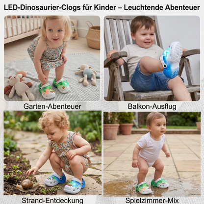 LED-Dinosaurier-Clogs für Kinder – Leuchtende, rutschfeste Sommer- und Strandschuhe für Garten und Strand