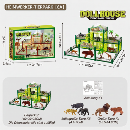 Modulares Zoo-Spielset zum Selbstbauen mit Tierfiguren & interaktiven Gehegen