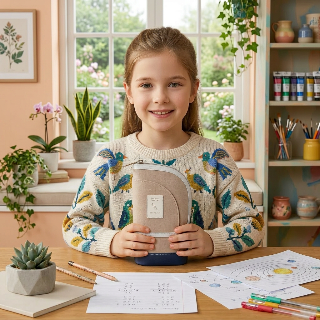 2-in-1 Pop-Up Federmäppchen mit Stiftehalter – Platzsparender Schreibtisch-Organizer