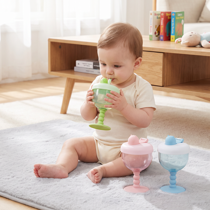 Auslaufsicherer Baby-Trinklernbecher mit Strohhalm