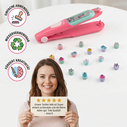 Haar-Glitzerstein Stempel Set für Kinder – Styling-Kit mit wiederverwendbaren Strasssteinen