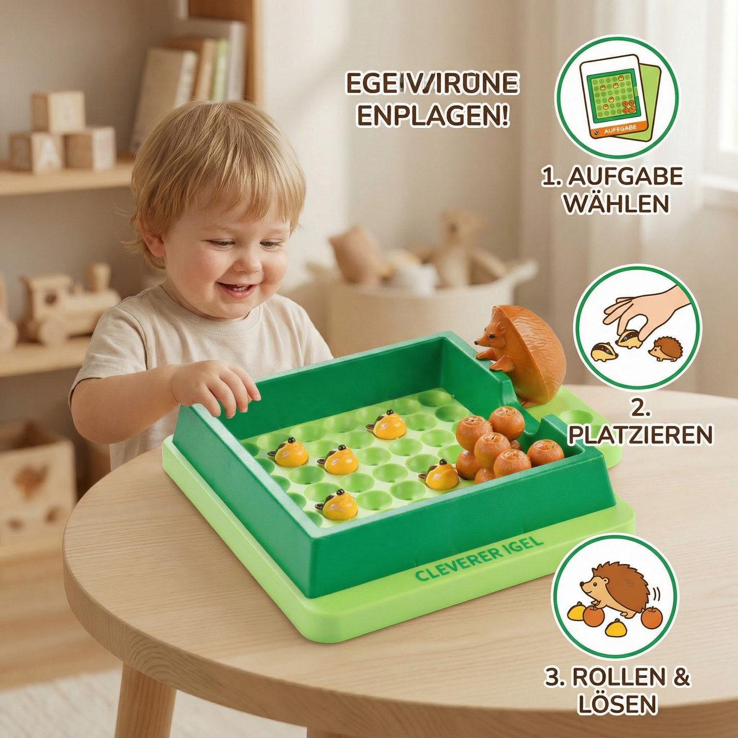 Cleverer Igel - Pädagogischers Lern Puzzle Spiel für Kinder