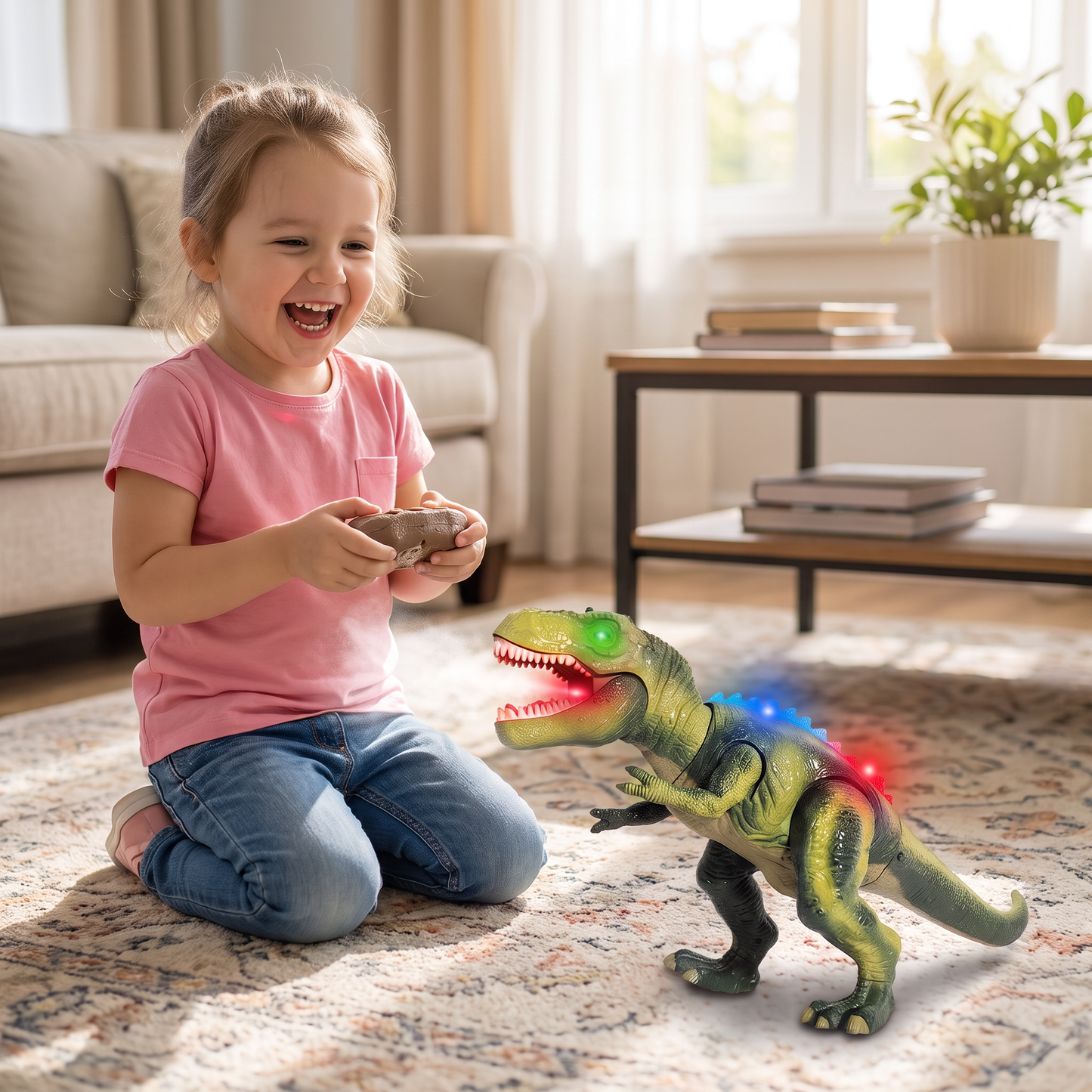 Ferngesteuerter laufender T-Rex – RC-Dinosaurier mit Sprühnebel, Licht & Sound