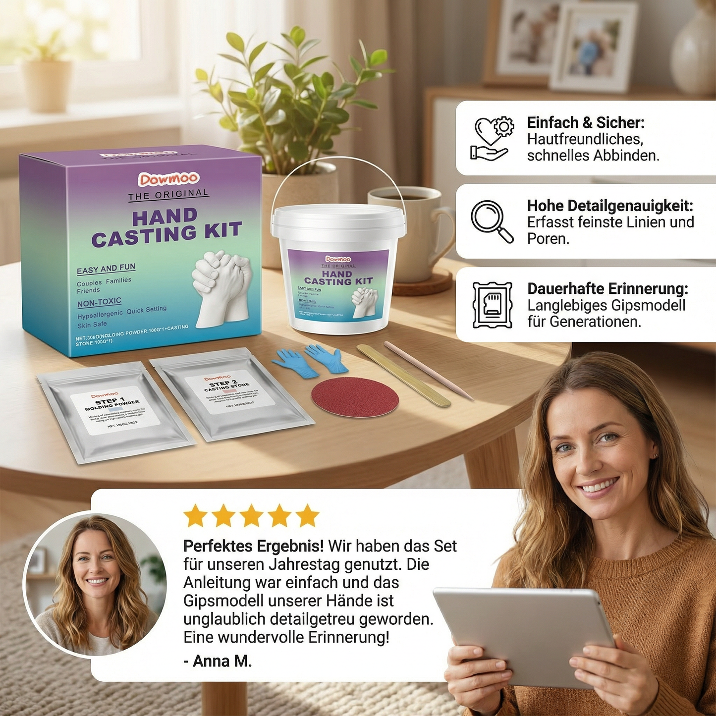 Handabdruck-Set für Familien & Paare – 3D Gips Erinnerungsset