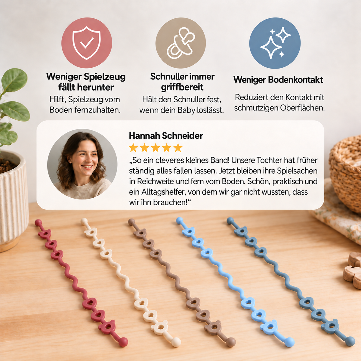 Universelles Silikon-Sicherungsband für Spielzeug & Schnuller
