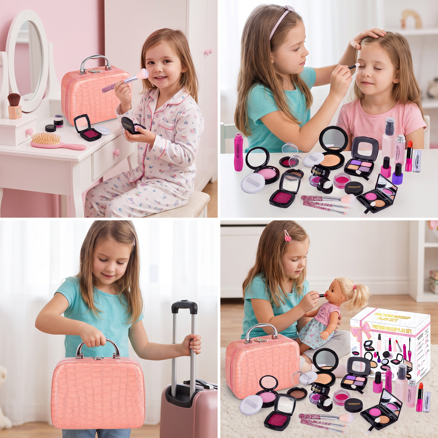 Make-up-Spielset für Mädchen – Sicheres Kinder-Kosmetikset mit praktischer Tasche