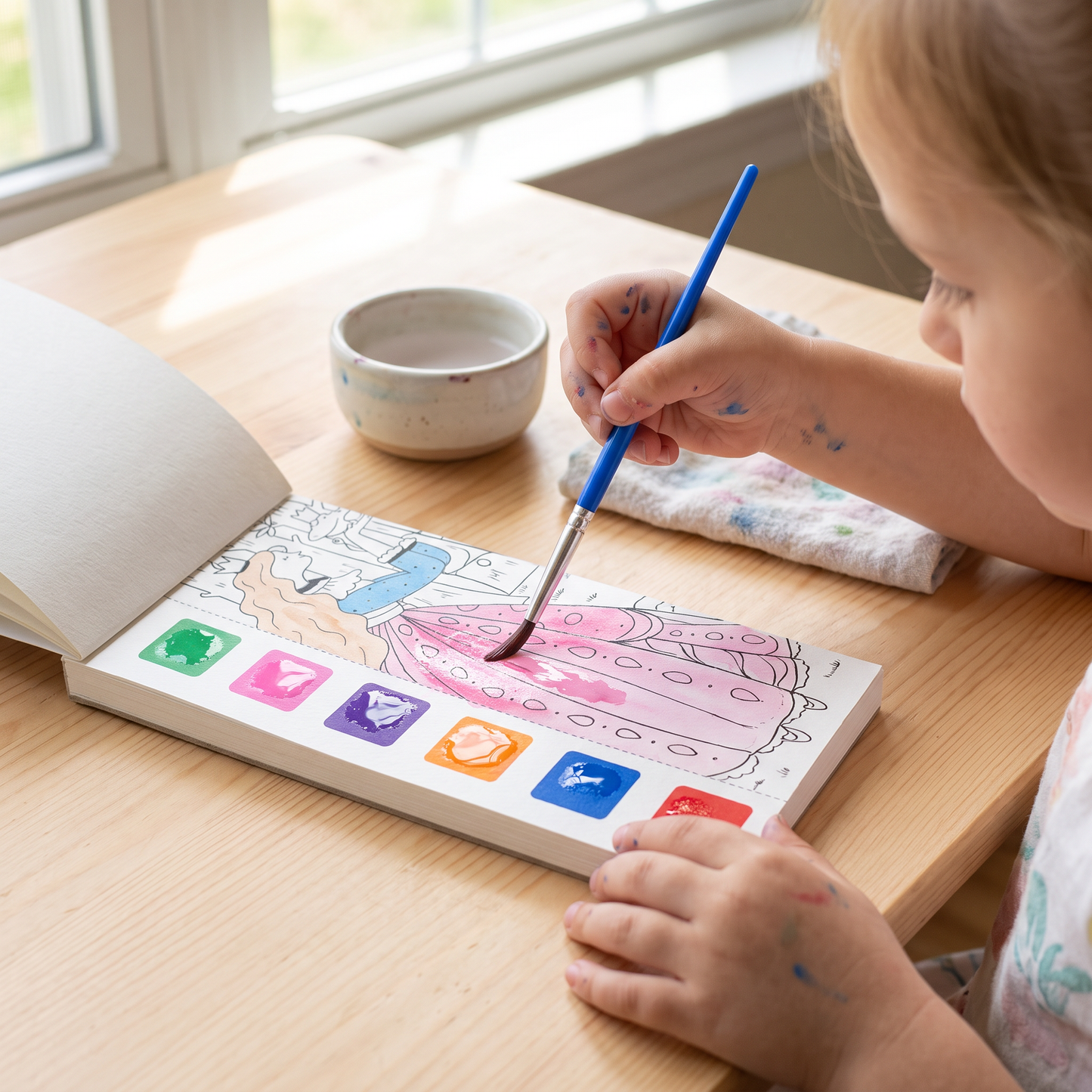 All-in-One-Aquarell-Malbuch mit integrierten Farben & Pinsel