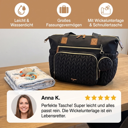 Leichte wasserdichte Wickeltasche – Großes Fassungsvermögen mit Wickelunterlage & Schnullerbox