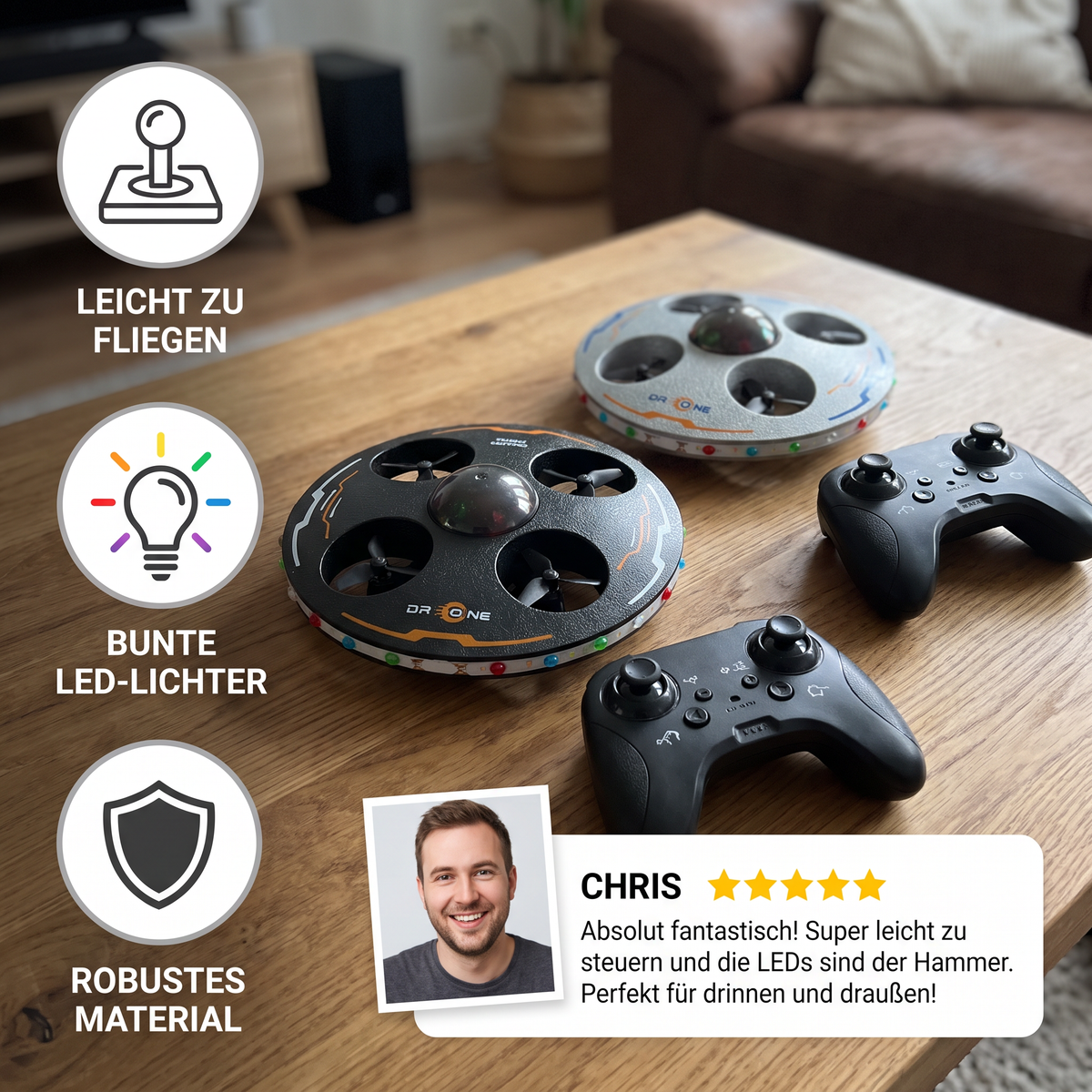 Ferngesteuerte LED-Fliegende-Untertasse-Drohne