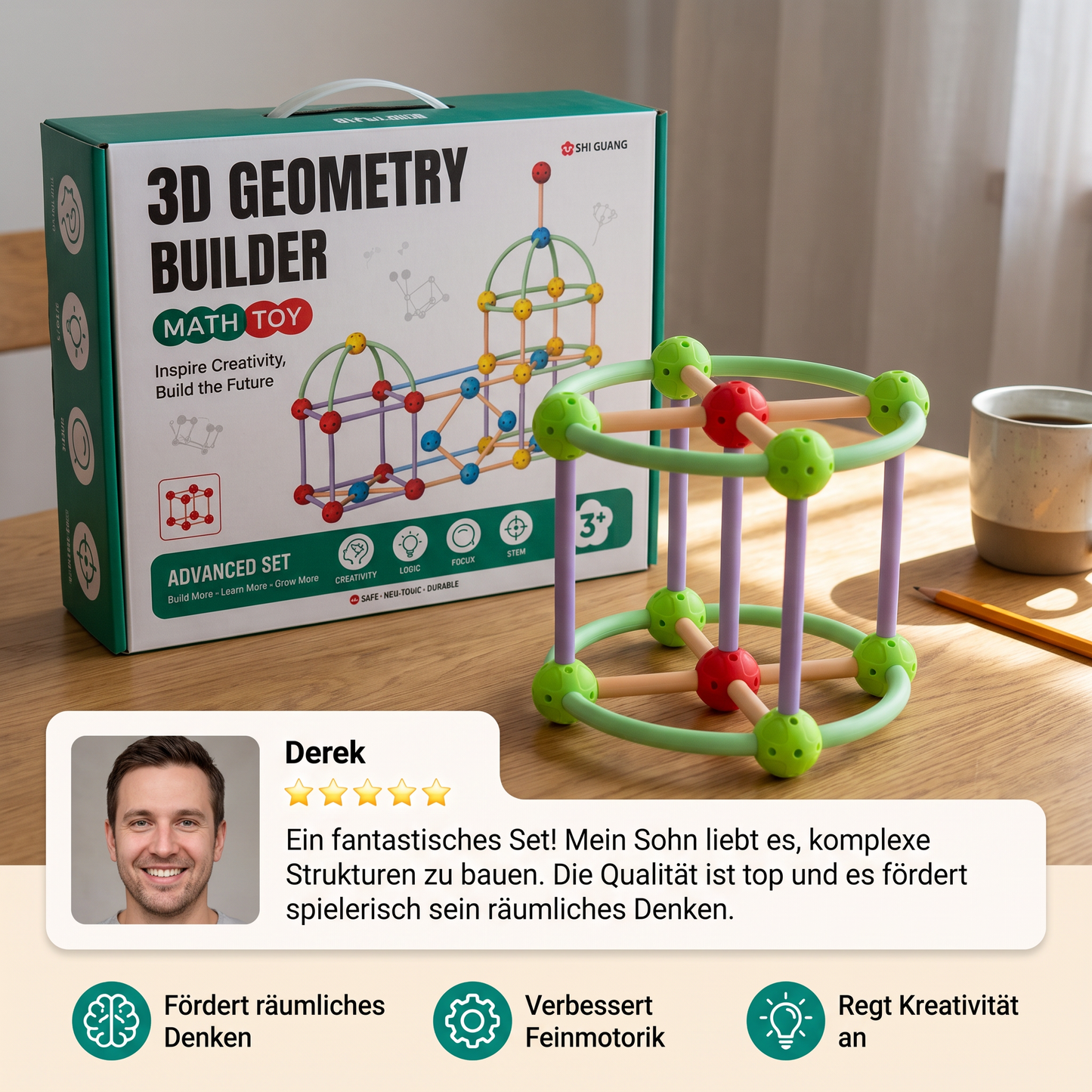 3D-Geometrie-Bauset – Lernspielzeug für Konstruktion & räumliches Denken