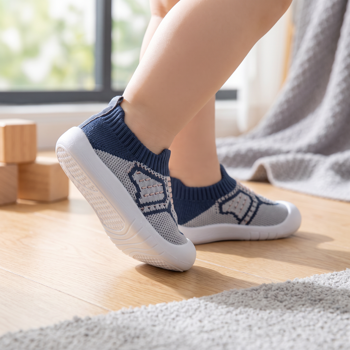 Weiche gestrickte Anti-Rutsch-Babyschuhe für die ersten Schritte