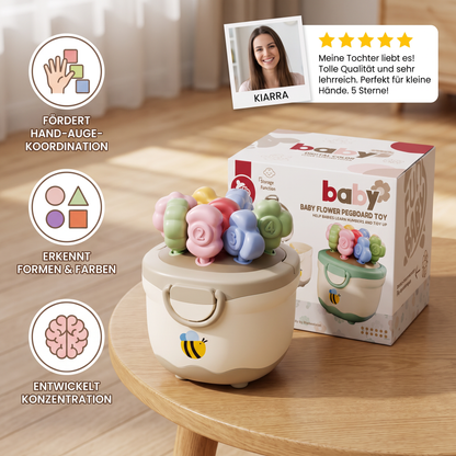 Montessori-Lernspiel mit Blumentopf zum Zuordnen von Farben & Zahlen