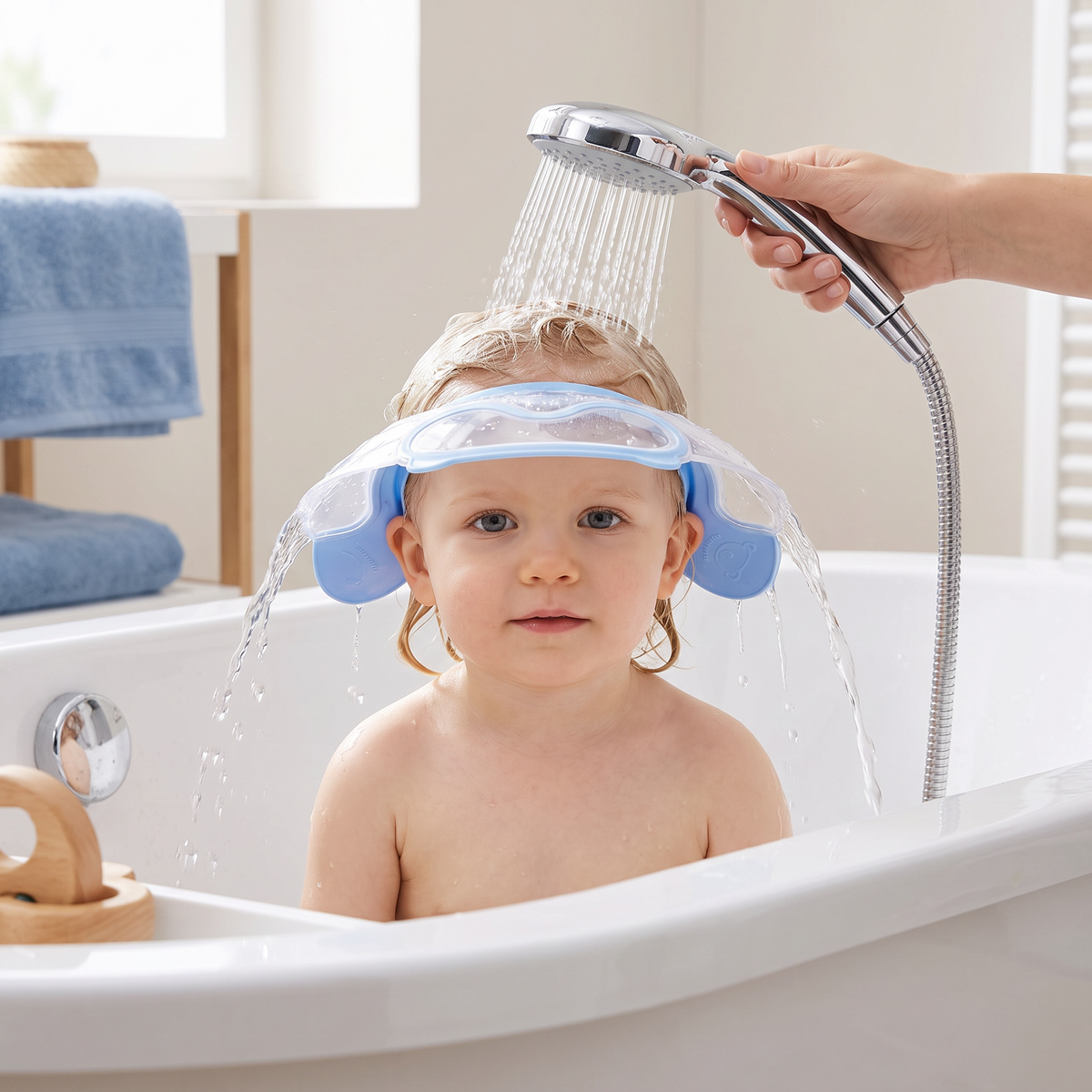 Verstellbarer Baby-Wasser- & Shampoo-Schutzschirm mit 360° Augen- & Ohrenschutz