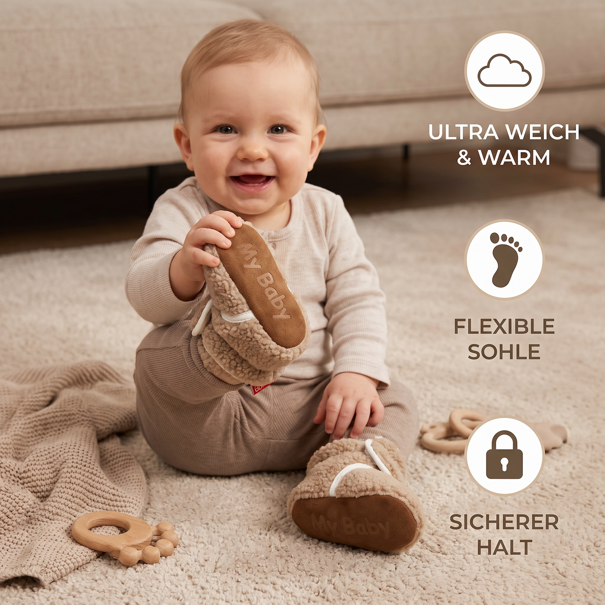 Warme & gemütliche Sherpa-Baby-Booties für den Winter