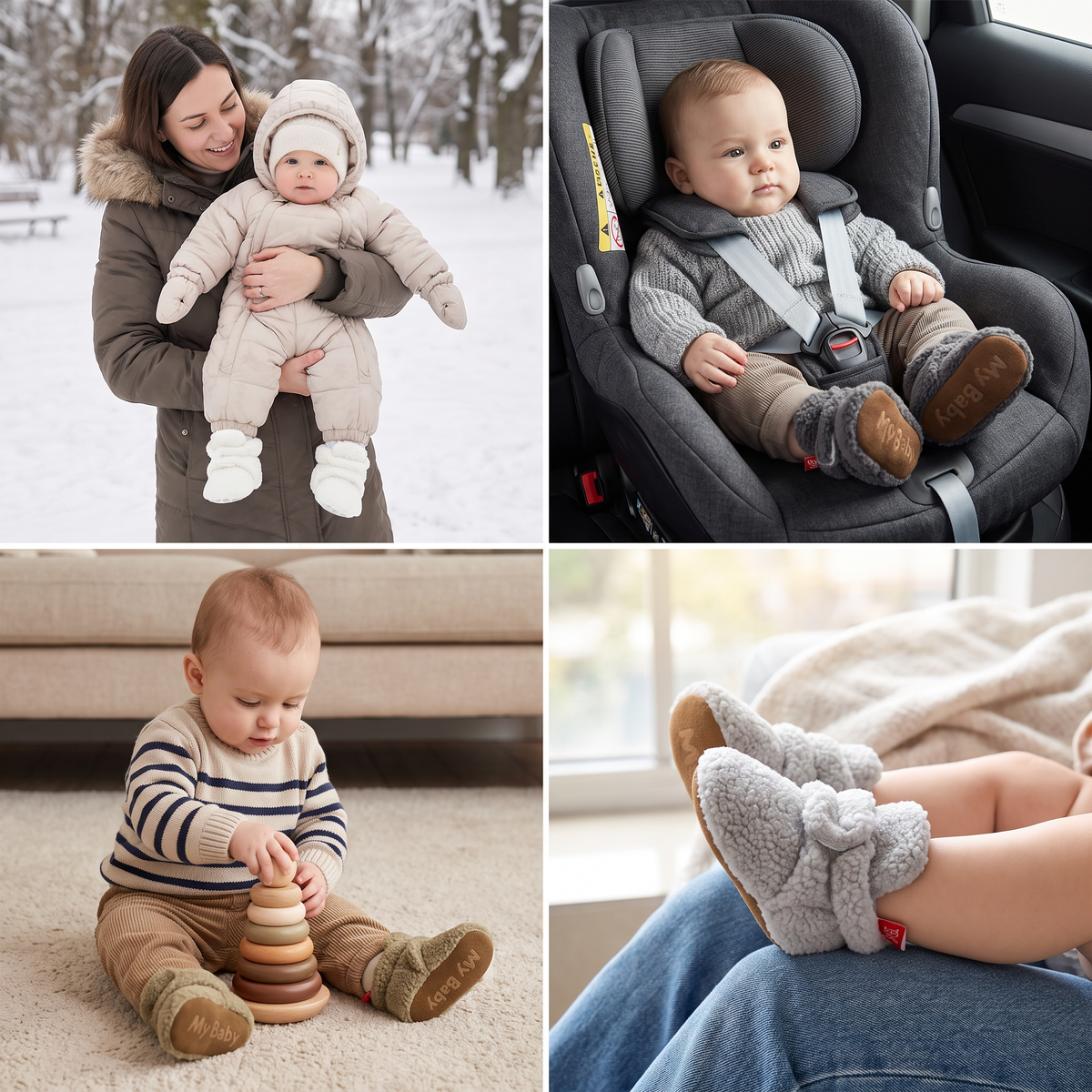 Warme & gemütliche Sherpa-Baby-Booties für den Winter