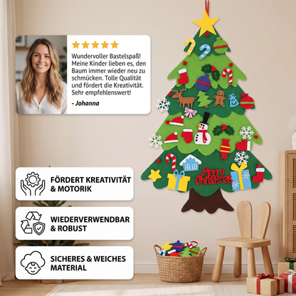 DIY-Filz-Weihnachtsbaum für Kinder mit dekorativen Anhängern