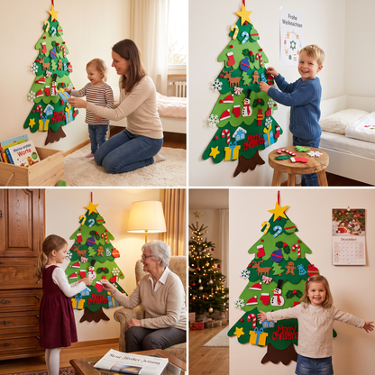 DIY-Filz-Weihnachtsbaum für Kinder mit dekorativen Anhängern