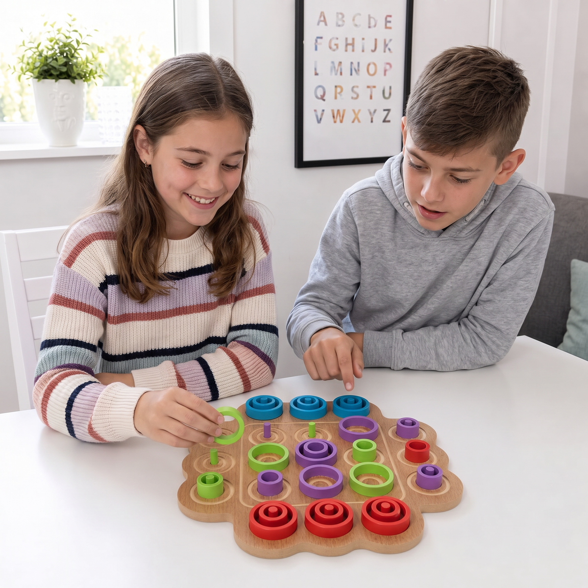 Pädagogisches 3-stufiges Tic-Tac-Toe-Strategiespiel aus Holz