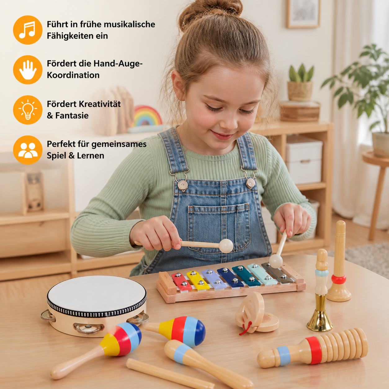 Musikinstrumente-Set aus Holz – Montessori-Schlaginstrumente & Rhythmus-Lernspielzeug für Kinder