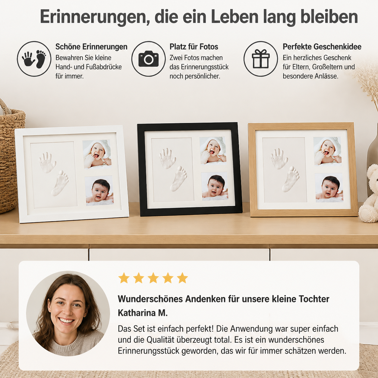 DIY-Handabdruck-Erinnerungsrahmen-Set für Kinder – Handabdruck & Fotodisplay