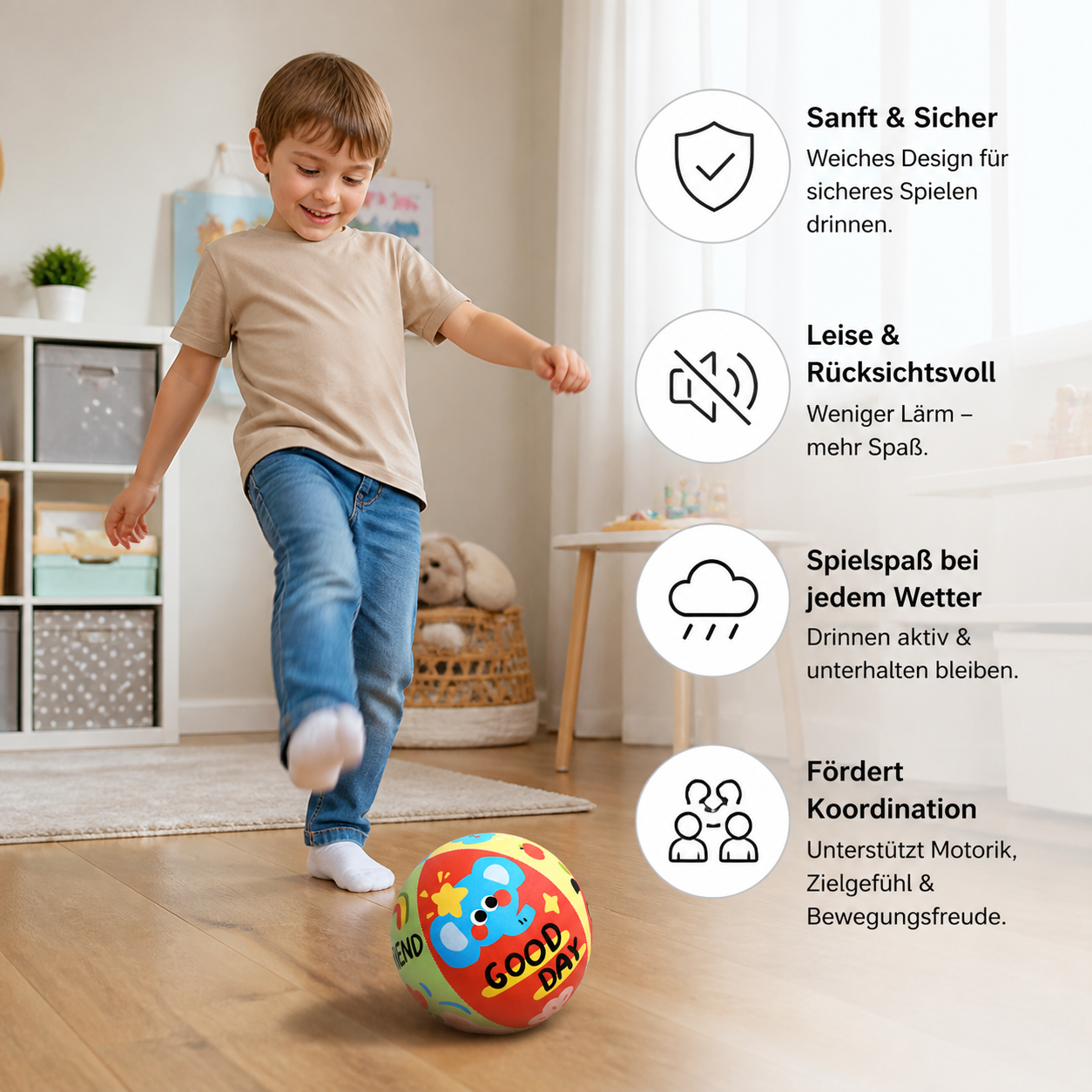 Weicher & sicherer geräuscharmer Indoor-Spielball für Kinder