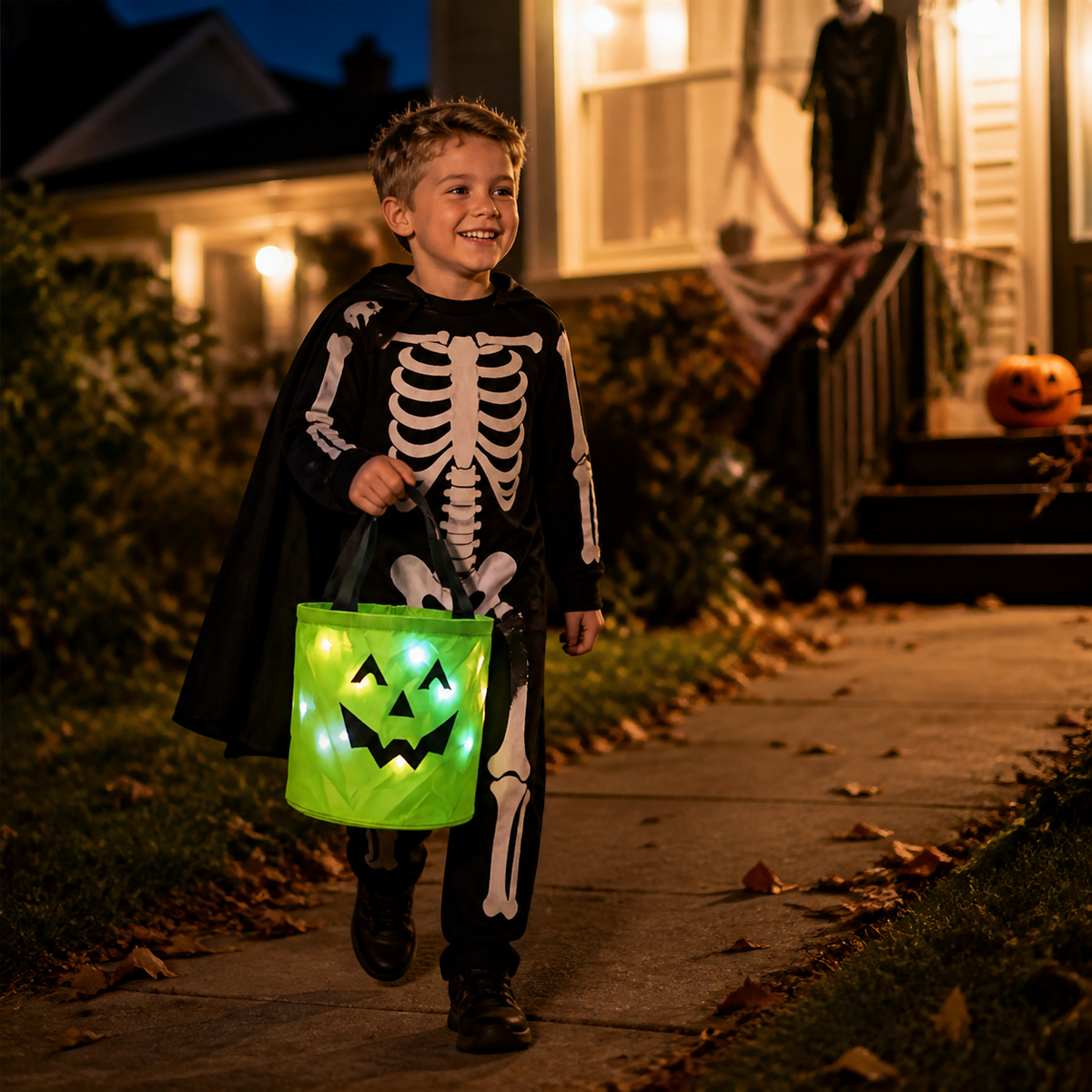 LED-Halloween-Süßigkeiteneimer für Trick-or-Treat – Wiederverwendbare leuchtende Tragetasche