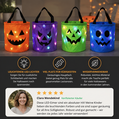 LED-Halloween-Süßigkeiteneimer für Trick-or-Treat – Wiederverwendbare leuchtende Tragetasche