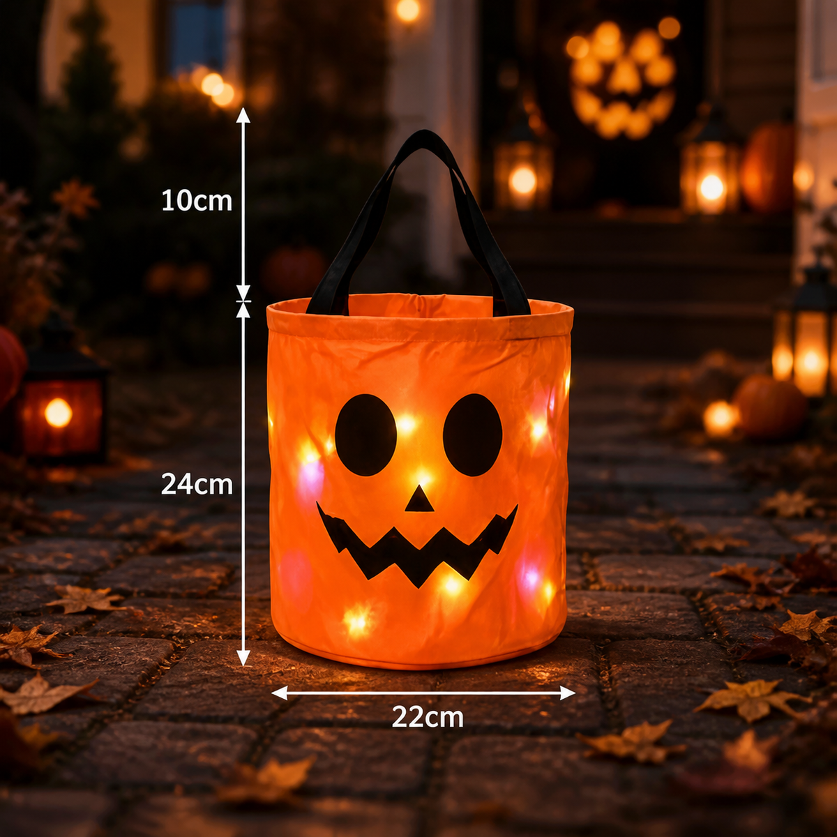 LED-Halloween-Süßigkeiteneimer für Trick-or-Treat – Wiederverwendbare leuchtende Tragetasche