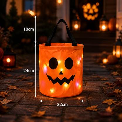 LED-Halloween-Süßigkeiteneimer für Trick-or-Treat – Wiederverwendbare leuchtende Tragetasche