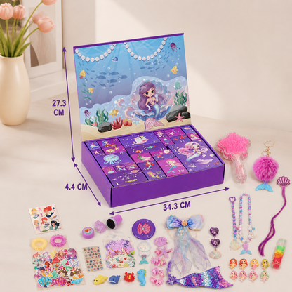 24-Tage-Meerjungfrauen-Adventskalender mit Haaraccessoires, Stickern & Überraschungsgeschenken