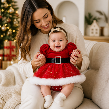 „Mein erstes Weihnachten“-Langarm-Stramplerkleid für Baby-Mädchen