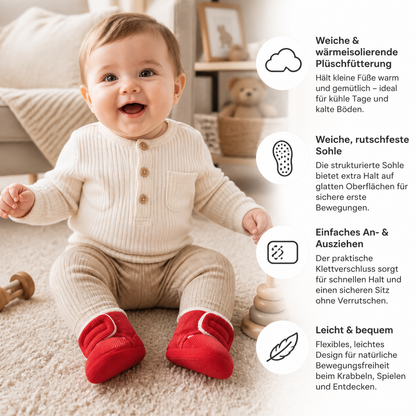 Warme & gemütliche Plüsch-Baby-Booties mit weichen rutschfesten Sohlen