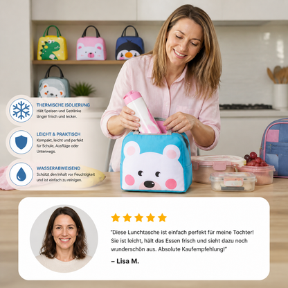 Isolierte Brotdose-Tasche mit Cartoon-Tiermotiv für Kinder