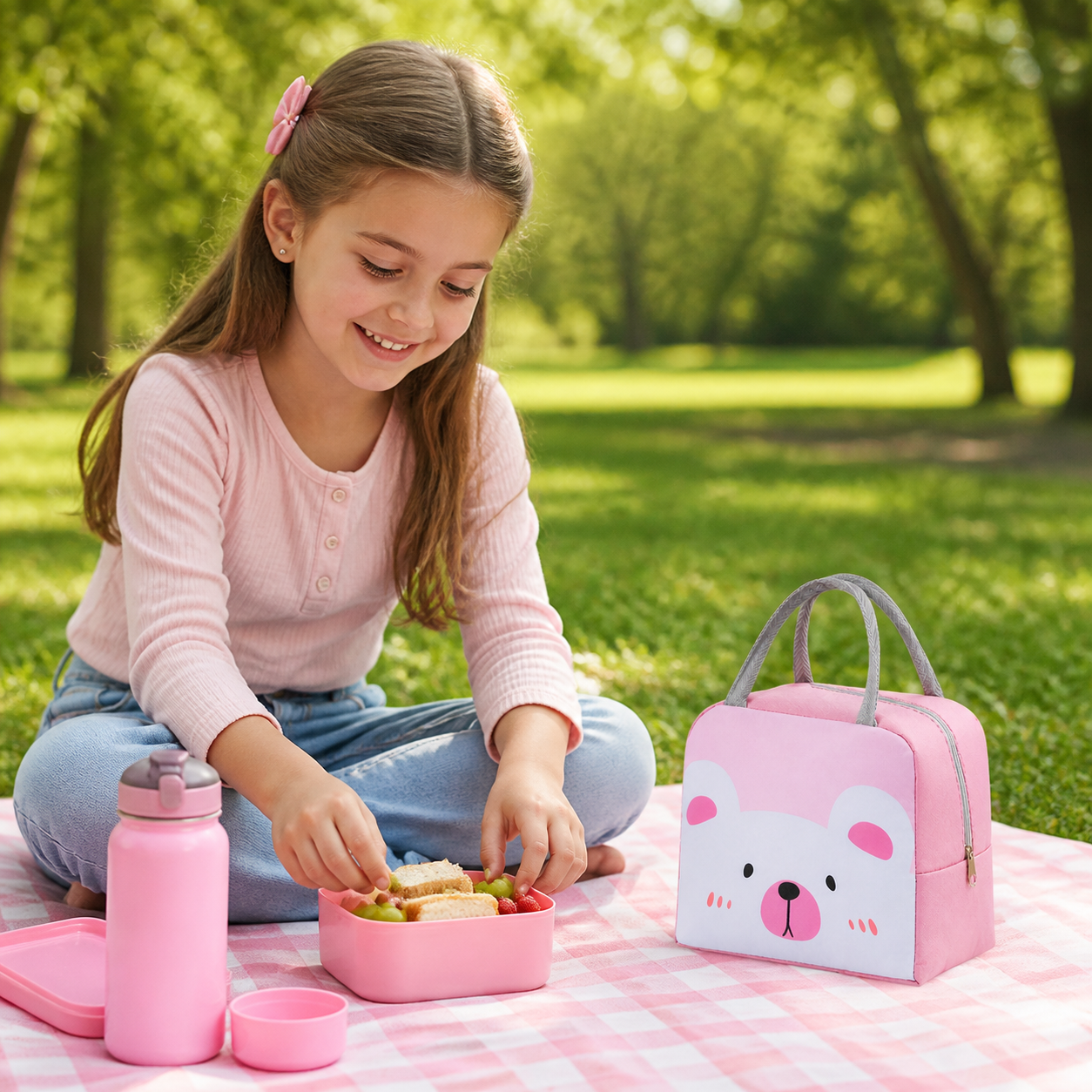 Isolierte Brotdose-Tasche mit Cartoon-Tiermotiv für Kinder