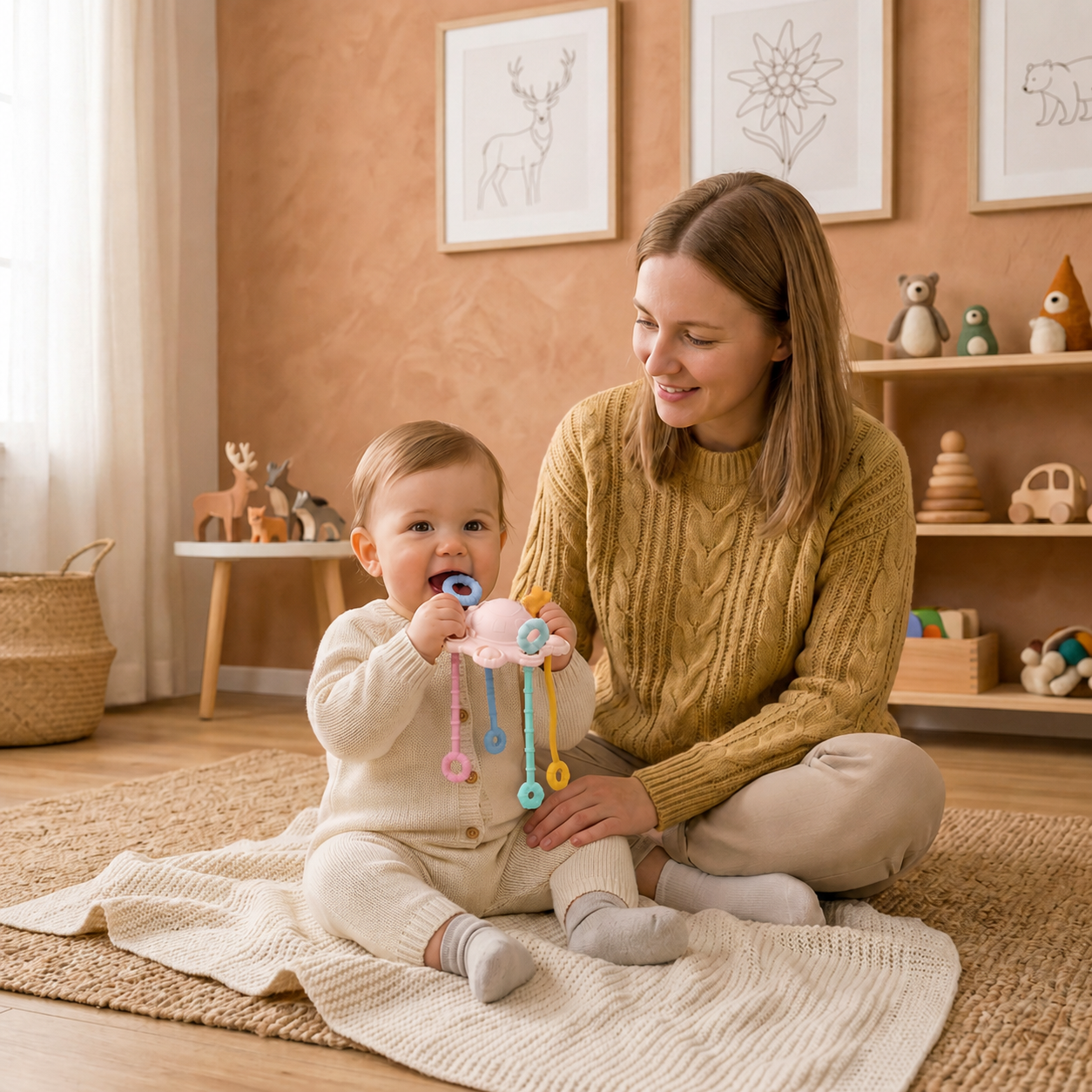 Montessori-Sensorikspielzeug zum Ziehen & Entdecken – Silikon-Ziehspielzeug zur Förderung der taktilen Wahrnehmung und zur Linderung beim Zahnen