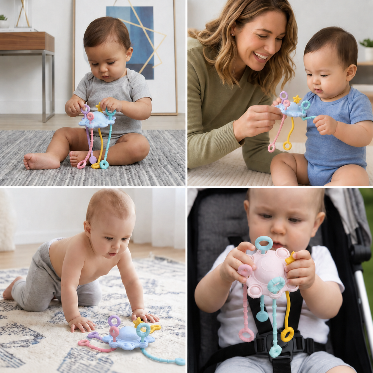 Montessori-Sensorikspielzeug zum Ziehen & Entdecken – Silikon-Ziehspielzeug zur Förderung der taktilen Wahrnehmung und zur Linderung beim Zahnen
