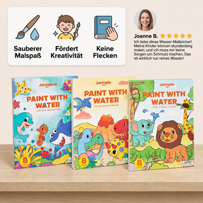 Aquarell-Malbuch mit Pinsel – Sauberer Malspaß nur mit Wasser