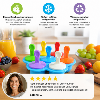 7-teiliges Silikon-Eisformen-Set – Wiederverwendbare Eisformen für Kinder