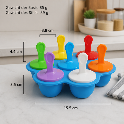 7-teiliges Silikon-Eisformen-Set – Wiederverwendbare Eisformen für Kinder