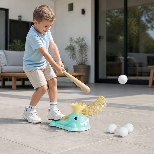 Tret-Baseball-Wurfmaschine mit Schläger & Bällen für Kinder
