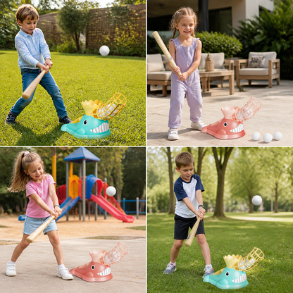 Tret-Baseball-Wurfmaschine mit Schläger & Bällen für Kinder