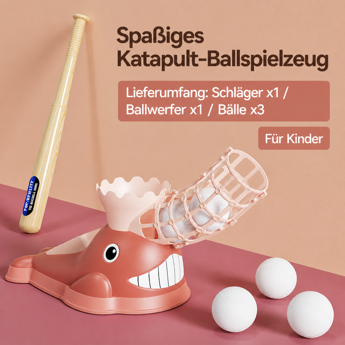 Tret-Baseball-Wurfmaschine mit Schläger & Bällen für Kinder